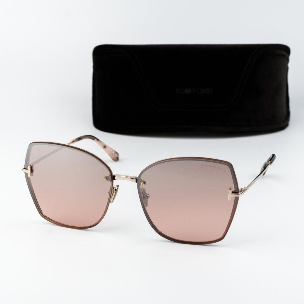 Tom Ford NICKIE-02 Women Sunglasses Gold Bordeaux Mirror Butterfly FT1107 28U